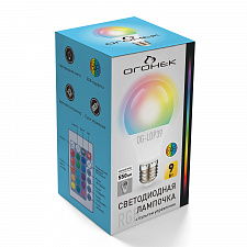 Лампочка светодиодная E27 с пультом управления 9Вт Огонёк OG-LDP39