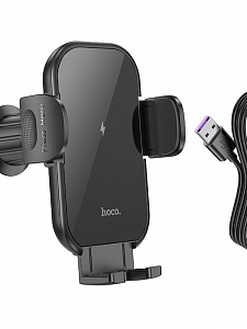 HOCO HW4 Черный держатель для смартфонов + беспроводное ЗУ 10W (в воздуховод)