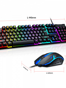 Клавиатура игровая проводная и мышь мембранный комплект Орбита OT-PCM74