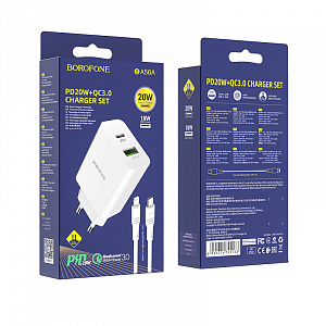 BOROFONE BA56A ЗУ с USB/PD + кабель IOS Lighting (QC3.0+PD20W,3000mA)
