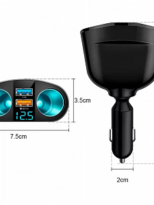 Разветвитель прикуривателя автомобильный на 2 гнезда + 2*USB TDS TS-CAU68A