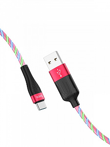 HOCO U85 Красный кабель USB 2A (TYPE C) 1м LED