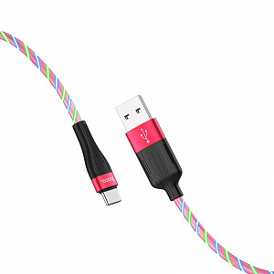 HOCO U85 Красный кабель USB 2A (TYPE C) 1м LED