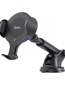 HOCO CA60 Черный Держатель для смартфонов + беспроводное ЗУ 10W (присоска, воздуховод)