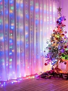 Гирлянда штора интерьерная 220В 3*2м Огонёк OG-LDG23 Разноцветная