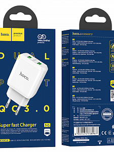 HOCO N6 Белый ЗУ с 2*USB (QC 3.0, 3000mA)