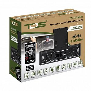 Магнитола для авто 1 DIN с пультом с Bluetooth, AUX, USB универсальная TDS TS-CAM20
