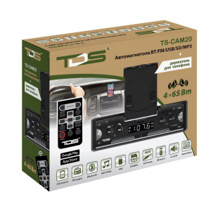 Магнитола для авто 1 DIN с пультом с Bluetooth, AUX, USB универсальная TDS TS-CAM20