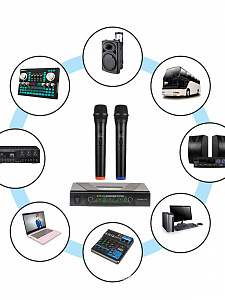 Микрофон караоке беспроводной набор 2шт Орбита OT-ERM12