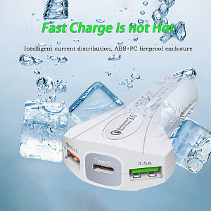 TDS TS-CAU34 Белый ЗУ авто USB (QC3.0,3500mA)