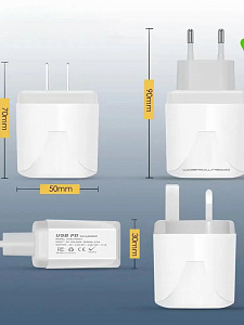 Зарядное устройство для телефона на 2 гнезда, Быстрая зарядка 20W адаптер QC 3.0/PD Орбита OT-APU62
