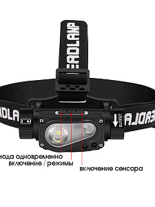 Патриот PT-FLG44 фонарь налобный (2L, 18650, дат.движ)