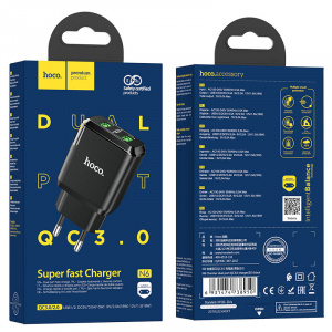 HOCO N6 Черный ЗУ с 2*USB (QC 3.0, 3000mA)