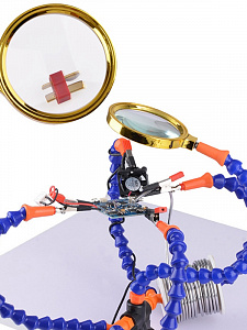 Третья рука для пайки с лупой 4 руки Помощник PM-INP23