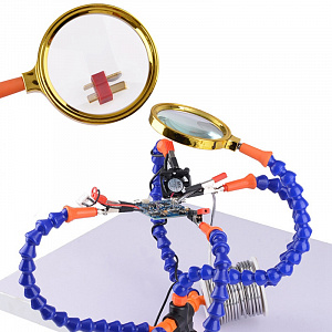 Третья рука для пайки с лупой 4 руки Помощник PM-INP23