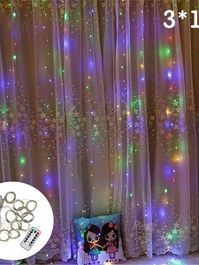 Огонек OG-LDG10 гирлянда-штора LED Мультицвет (3х1м,100 ламп,USB)