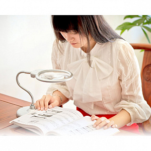 Лупа настольная с подсветкой на гибкой ноге Орбита INL50