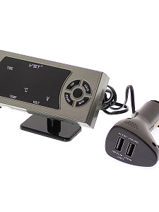 Часы автомобильные с подсветкой, вольтметром и термометром VST 815