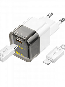 HOCO C125A Черный ЗУ с TYPE-C + кабель IOS Lighting (PD20W, 3000mA)