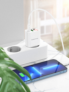 BOROFONE BA78A Белый ЗУ с USB/PD + кабель IOS Lighting - Type-C 1м (QC3.0+PD20W,3000mA)