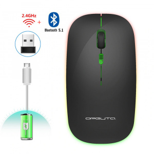 Мышь беспроводная бесшумная с подсветкой 2 в 1 Орбита OT-PCM66 Черная