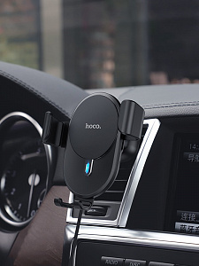 HOCO CW25 Черный Держатель для смартфонов + беспроводное ЗУ 10W (в воздуховод)