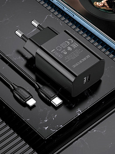 BOROFONE BA65A Черный ЗУ с TYPE-C + кабель IOS Lighting - Type-C 1м (PD20W,3000mA)