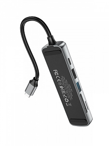 HOCO HB24 концентратор USB (2*USB, PD60W, HDMI, TF, SD)