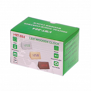 VST 864-1 Красные часы настольные (ТЕМНО-коричневые)(без блока)