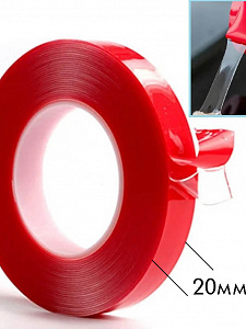 Скотч прозрачный двухсторонний акриловый 20 мм Помощник PM-INR06