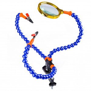 Третья рука для пайки с лупой 2 руки Помощник PM-INP21