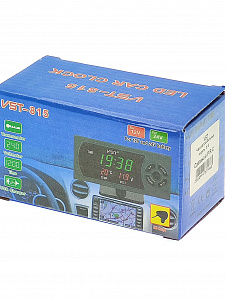 Часы автомобильные с подсветкой, вольтметром и термометром VST 815