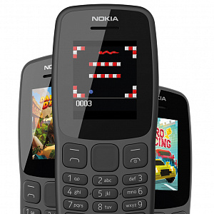 NOKIA 106 Черный телефон кнопочный (2G, 2SIM, TA-1114)