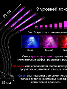 Фитолампа для растений с таймером на прищепке Огонек OG-LDP08
