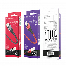 BOROFONE BU11 Черный кабель USB 2.4A (iOS Lighting) 1.2м