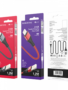 BOROFONE BU11 Черный кабель USB 2.4A (iOS Lighting) 1.2м