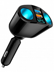 Разветвитель прикуривателя автомобильный на 2 гнезда + 2*USB TDS TS-CAU68A