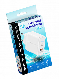 Зарядное устройство для телефона на 2 гнезда, Быстрая зарядка 35W адаптер QC 3.0/PD Орбита OT-APU61