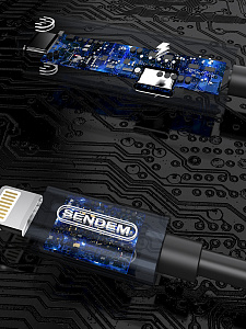 SENDEM A08 переходник аудио (штекер Lightning - гнездо Lightning/гнездо Lightning) 14см