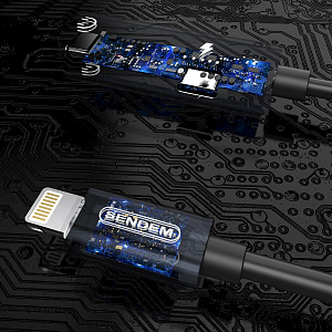 SENDEM A08 переходник аудио (штекер Lightning - гнездо Lightning/гнездо Lightning) 14см