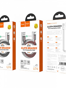HOCO U74 Черный кабель USB 2.4A (microUSB) 1.2м