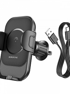 BOROFONE BH204 Черный держатель для смартфонов + беспроводное ЗУ 10W (в воздуховод)