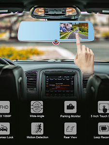 TDS TS-CAR40 автовидеорегистратор зеркало+камера