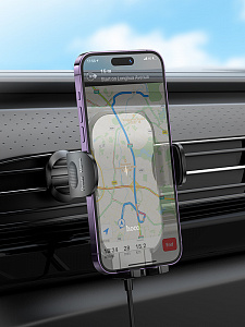 HOCO HW4 Черный держатель для смартфонов + беспроводное ЗУ 10W (в воздуховод)