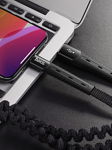 HOCO U78 Черный кабель USB 2.4A (iOS Lighting) 1.2м