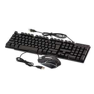 Клавиатура игровая проводная и мышь мембранный комплект Орбита OT-PCM74