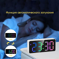 Орбита OT-CLT09 Белые часы настольные RGB (будильник, температура, дата)
