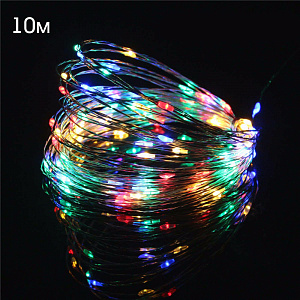 Огонек OG-LDG15 гирлянда LED RGB (10м,3*AA) (УПАКОВКА 10ШТ)