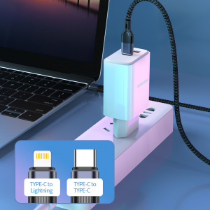 SENDEM OG34 ЗУ с TYPE-C/USB + кабель IOS Lightning-Type-C 1.2м (PD20W+QC3.0, 3000mA)