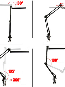 Лампа настольная для школьника на струбцине Огонёк OG-LDP37